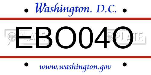 EBO04O District Of Columbia License Plate