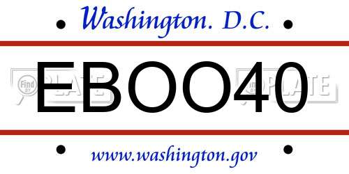 EBOO40 District Of Columbia License Plate