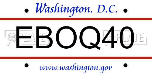 EBOQ40 District Of Columbia License Plate