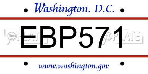EBP571 District Of Columbia License Plate