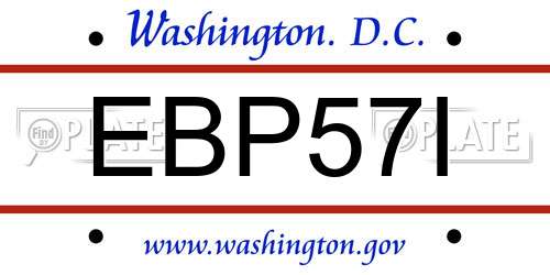 EBP57I District Of Columbia License Plate
