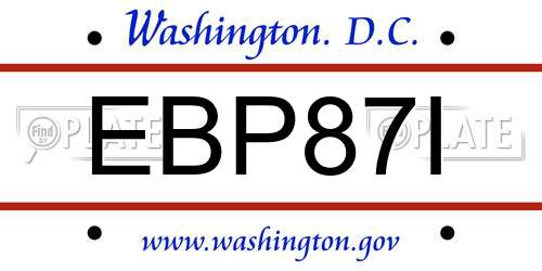 EBP87I District Of Columbia License Plate
