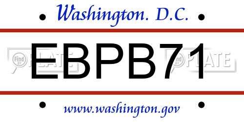 EBPB71 District Of Columbia License Plate