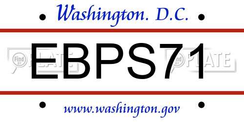 EBPS71 District Of Columbia License Plate