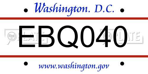 EBQ040 District Of Columbia License Plate