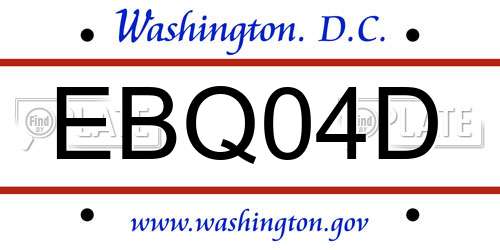 EBQ04D District Of Columbia License Plate