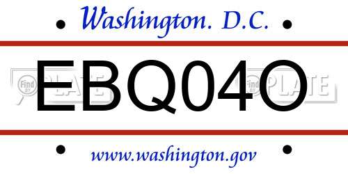 EBQ04O District Of Columbia License Plate