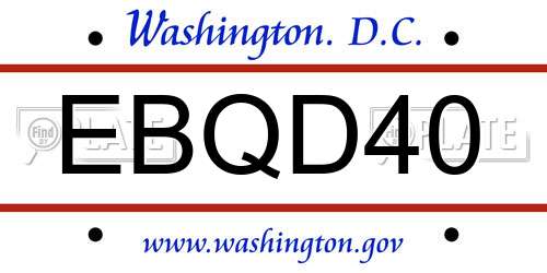 EBQD40 District Of Columbia License Plate