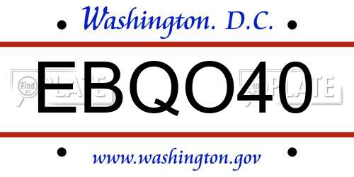 EBQO40 District Of Columbia License Plate