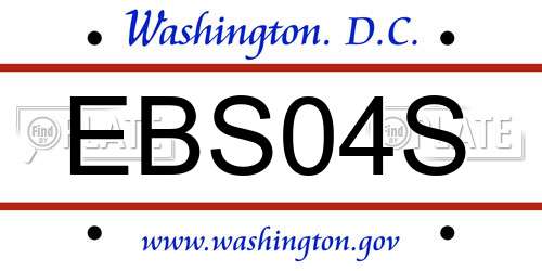 EBS04S District Of Columbia License Plate