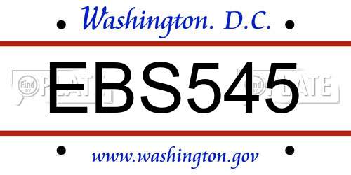EBS545 District Of Columbia License Plate
