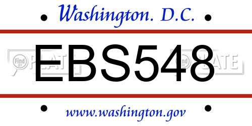 EBS548 District Of Columbia License Plate