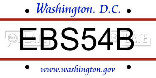 EBS54B District Of Columbia License Plate