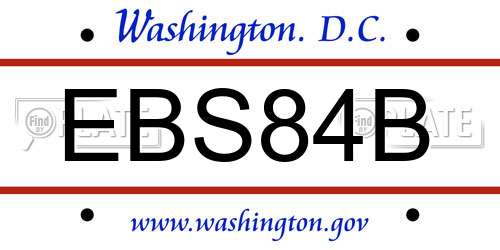EBS84B District Of Columbia License Plate