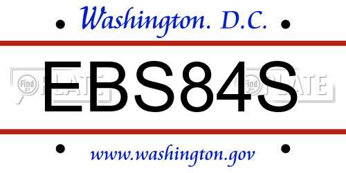 EBS84S District Of Columbia License Plate