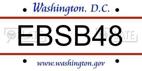 EBSB48 District Of Columbia License Plate