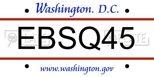 EBSQ45 District Of Columbia License Plate