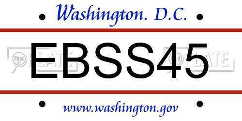 EBSS45 District Of Columbia License Plate