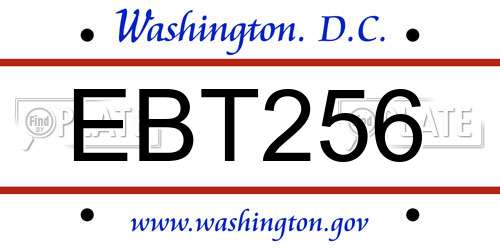 EBT256 District Of Columbia License Plate