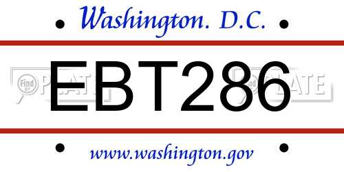 EBT286 District Of Columbia License Plate