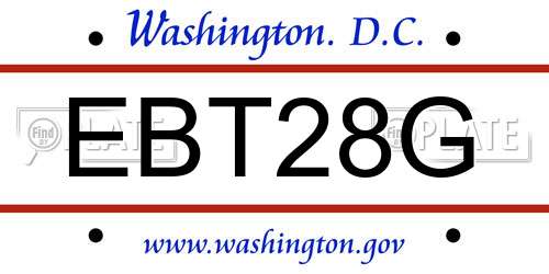 EBT28G District Of Columbia License Plate