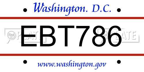 EBT786 District Of Columbia License Plate