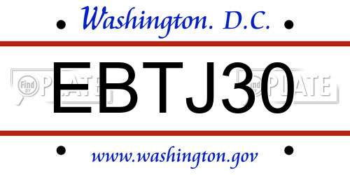 EBTJ30 District Of Columbia License Plate