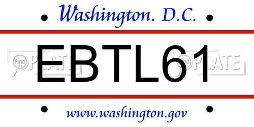 EBTL61 District Of Columbia License Plate