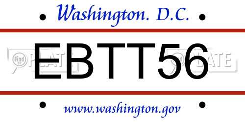 EBTT56 District Of Columbia License Plate