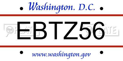 EBTZ56 District Of Columbia License Plate