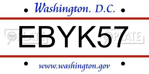 EBYK57 District Of Columbia License Plate