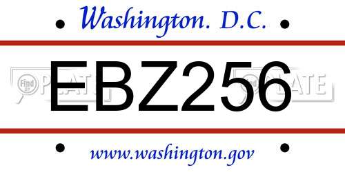 EBZ256 District Of Columbia License Plate