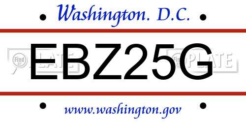 EBZ25G District Of Columbia License Plate