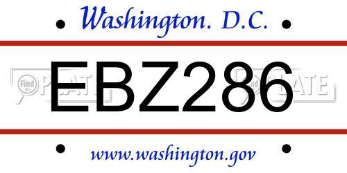 EBZ286 District Of Columbia License Plate