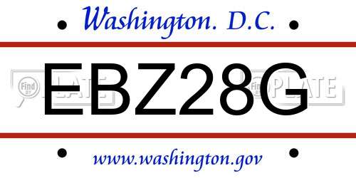EBZ28G District Of Columbia License Plate