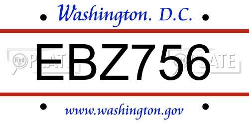 EBZ756 District Of Columbia License Plate