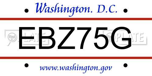 EBZ75G District Of Columbia License Plate