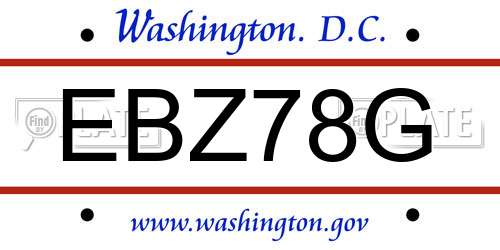 EBZ78G District Of Columbia License Plate