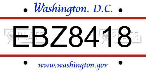 EBZ8418 District Of Columbia License Plate