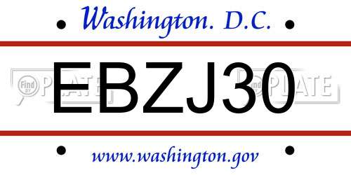 EBZJ30 District Of Columbia License Plate
