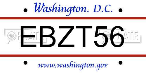 EBZT56 District Of Columbia License Plate