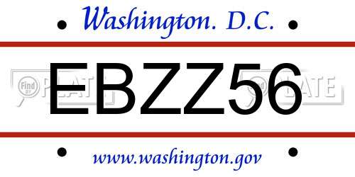EBZZ56 District Of Columbia License Plate
