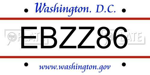 EBZZ86 District Of Columbia License Plate