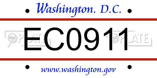 EC0911 District Of Columbia License Plate