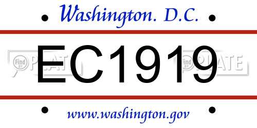 EC1919 District Of Columbia License Plate