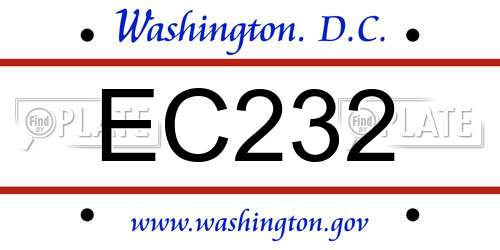 EC232 District Of Columbia License Plate