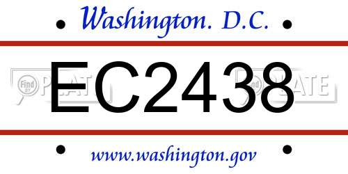 EC2438 District Of Columbia License Plate