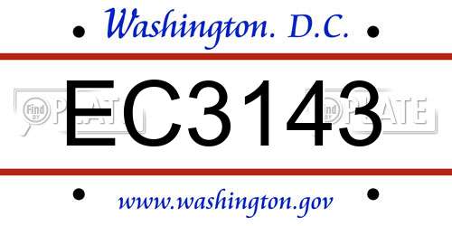 EC3143 District Of Columbia License Plate