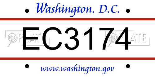 EC3174 District Of Columbia License Plate