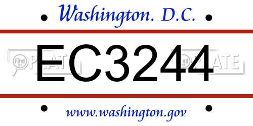 EC3244 District Of Columbia License Plate